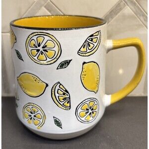 Spectrum Designz Lemon Ceramic Mug Black Rim & Yellow Inside Rim Coffee Tea